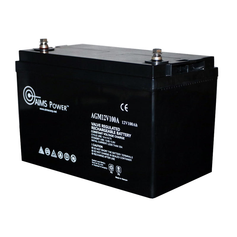 Load image into Gallery viewer, Aims AGM 12 volt 100 Ah Deep Cycle Heavy Duty Battery - Aims Backup Generator Store
