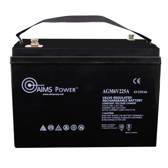 Aims AGM 6 volt 225Ah Deep Cycle Heavy Duty Battery - Aims Backup Generator Store