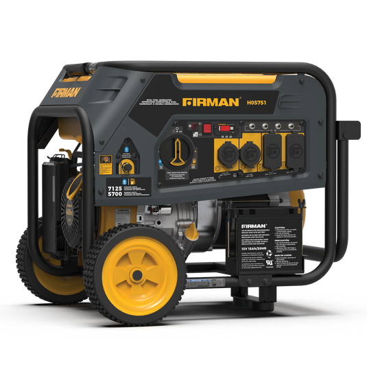 Firman 7125/5700W GAS 7125/5700W LPG 30A 120/240V Electric Start Dual Fuel Portable Generator CARB Certified - Firman Backup Generator Store
