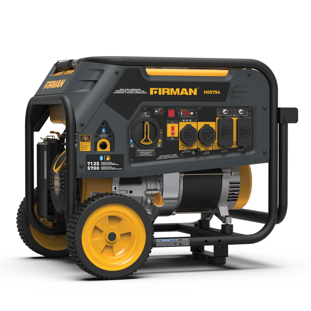 Firman 7125/5700:W GAS 7125/5700W LPG 30A 120/240V Recoil Start Dual Fuel Portable Generator cETL Certified - Firman Backup Generator Store