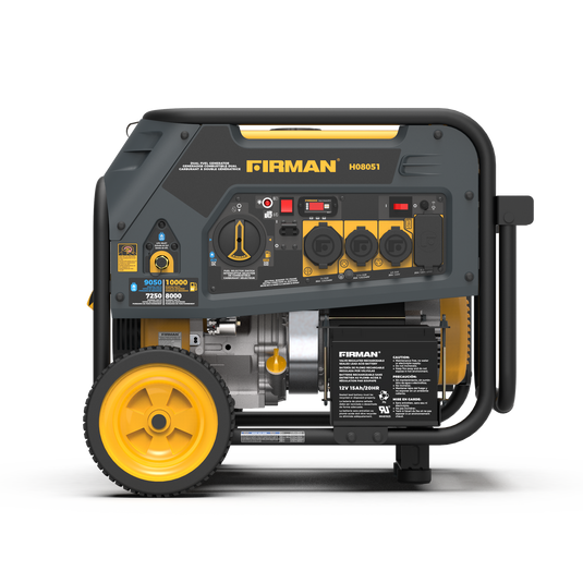 Firman 10000/8000: GAS 9050/7250: LPG Watt 50A 120/240V Electric Start Dual Fuel Portable Generator CARB Certified - Firman Backup Generator Store