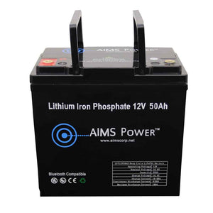 Aims Lithium Battery 12V 50Ah LiFePO4 Lithium Iron Phosphate battery with Bluetooth - Aims Backup Generator Store