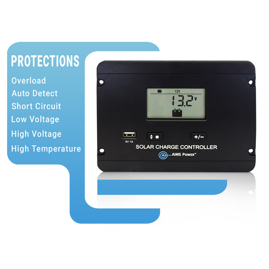 Aims Flush Mount 30 Amp Solar Charge Controller PWM 12/24V - Aims Backup Generator Store