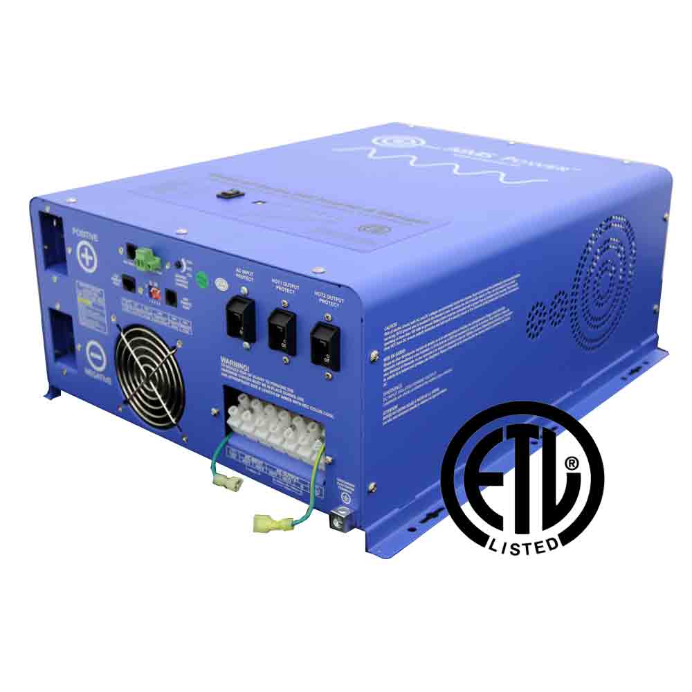 Aims 4000 Watt Pure Sine Inverter Charger 24Vdc to 120/240Vac Output listed to UL & CSA - Aims Backup Generator Store