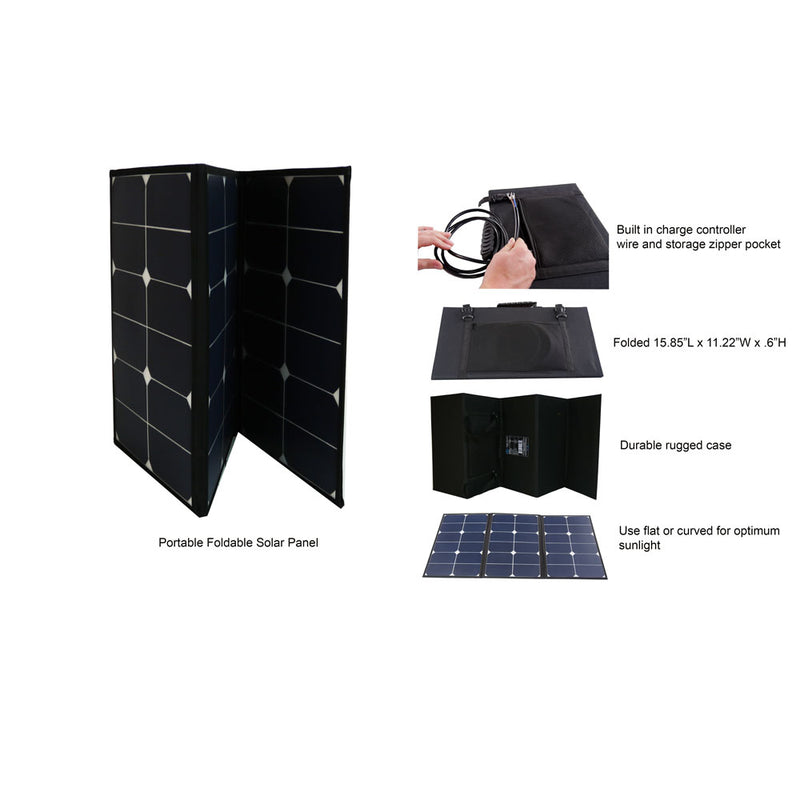 Load image into Gallery viewer, Aims 60 Watt Portable Tri-Fold Solar Panel Pre-Wired and Built in Carrying Case Monocrystalline - Aims Backup Generator Store
